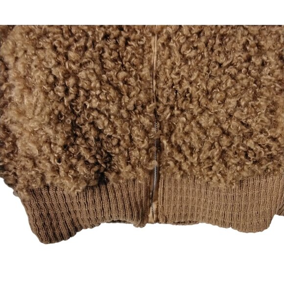 Wild Fable Womens Sherpa Bomber Jacket XS Faux Fur Camel Brown Full-Zip Stylish - Picture 7 of 10